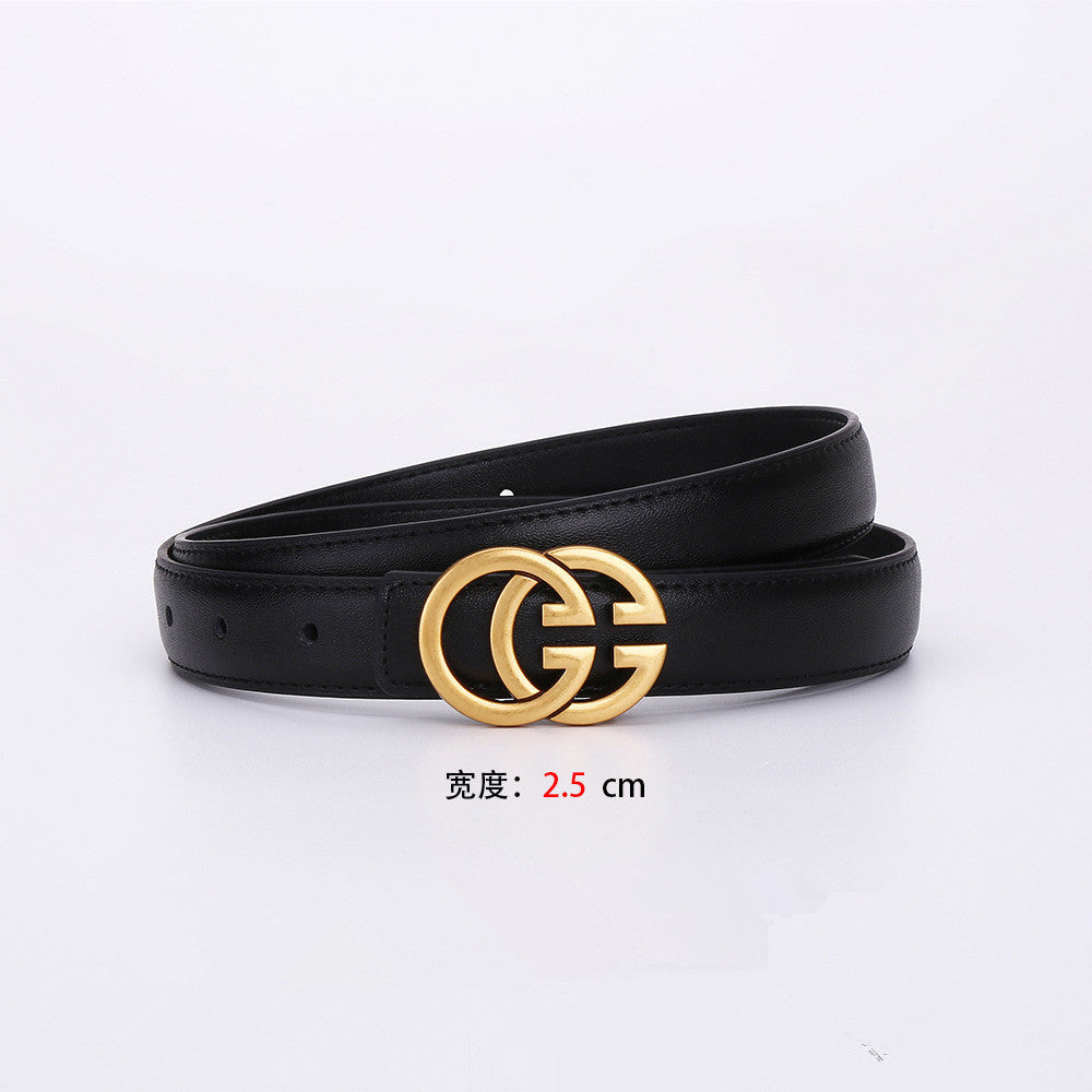 双G字母女士真皮带牛皮腰带百搭装饰商务休闲简约时尚裤带高级感