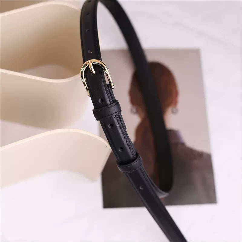 皮带女士时尚百搭装饰西装牛皮细腰带真皮夏季ins风黑色牛仔裤带