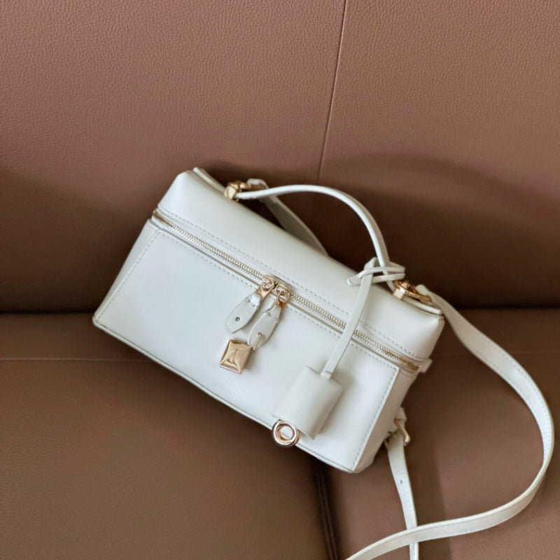 LP19饭盒包女2025新款高级感牛皮手提真皮凯莉包单肩斜挎23化妆包