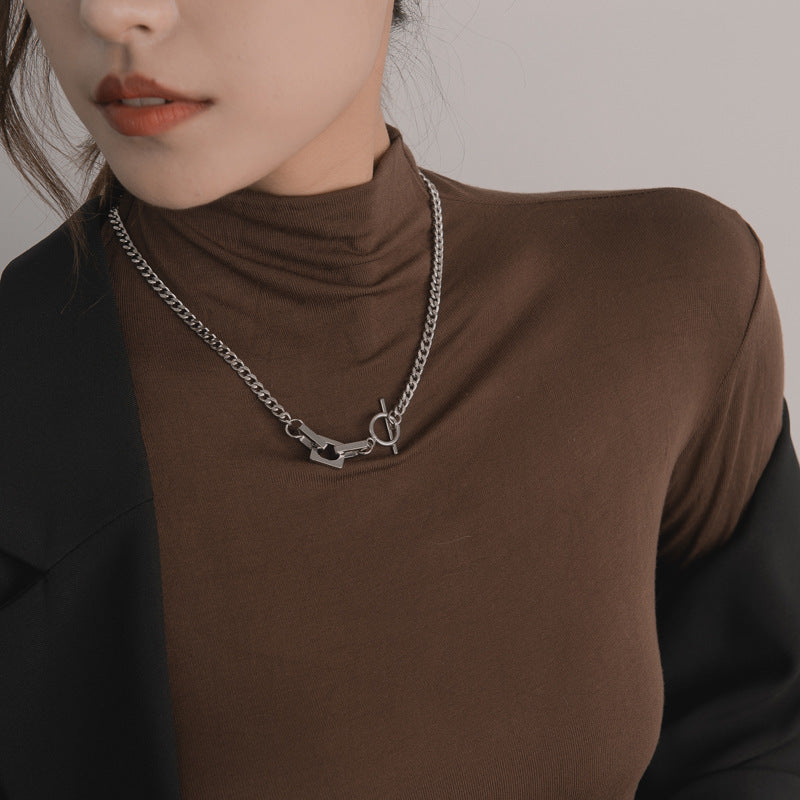 镂空方块OT扣 钛钢项链男女 潮酷个性街头不掉色hiphop嘻哈锁骨链