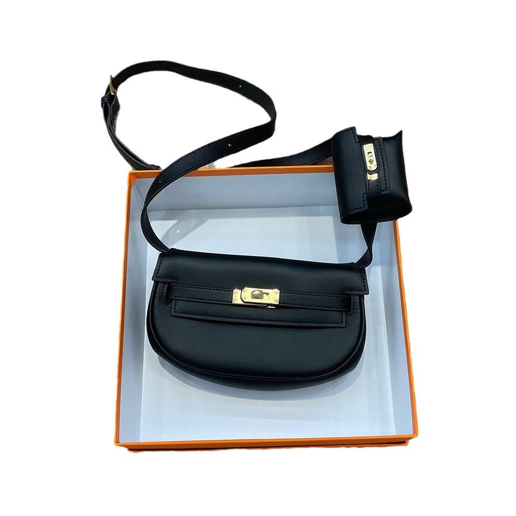 2024新款网红同款凯莉汤圆包饺子包迷你单肩斜挎真皮女腰包马鞍包