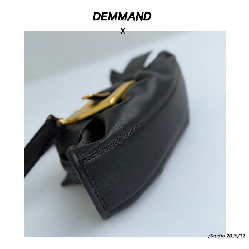2025小众新款油蜡皮复古手提包高级质感PU皮百搭单肩斜挎包腋下包