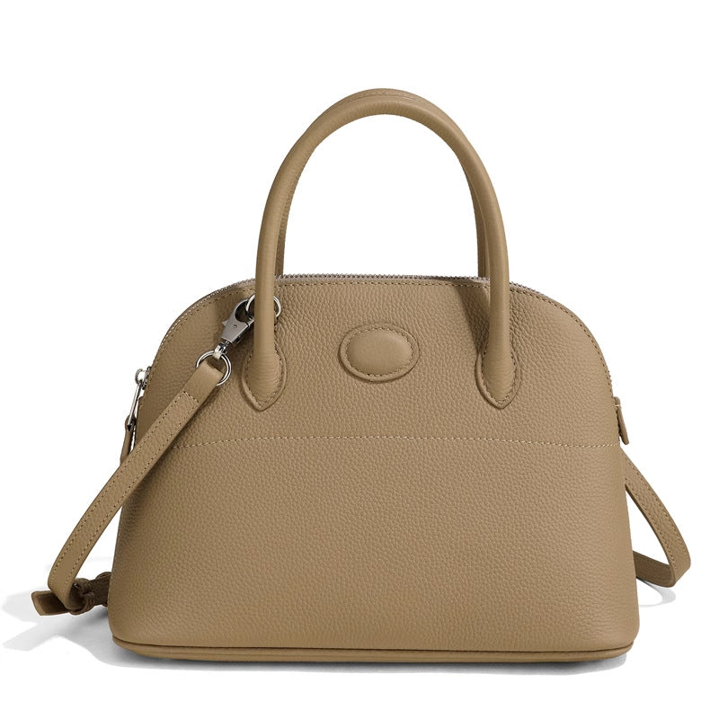 大牌仿牌 真皮贝壳包斜挎百搭保龄球包时尚通勤手提女包无痕代发