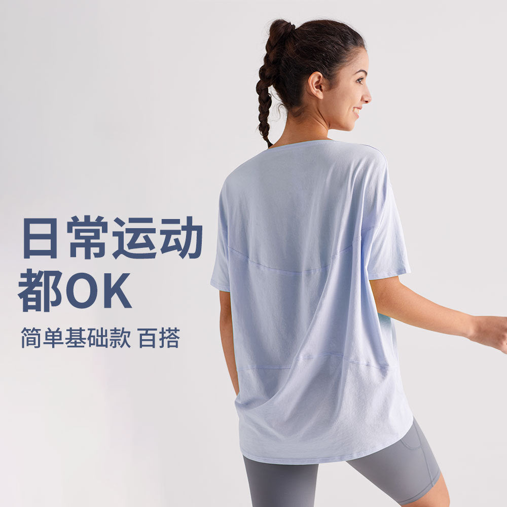 宽松运动上衣女透气速干健身短袖T恤防晒瑜伽服龟背长袖休闲罩衫