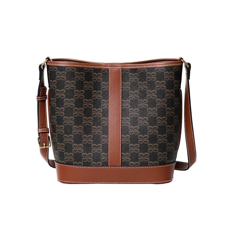 复古老花大容量凯旋门水桶包高级感时尚通勤百搭子母单肩斜跨女包