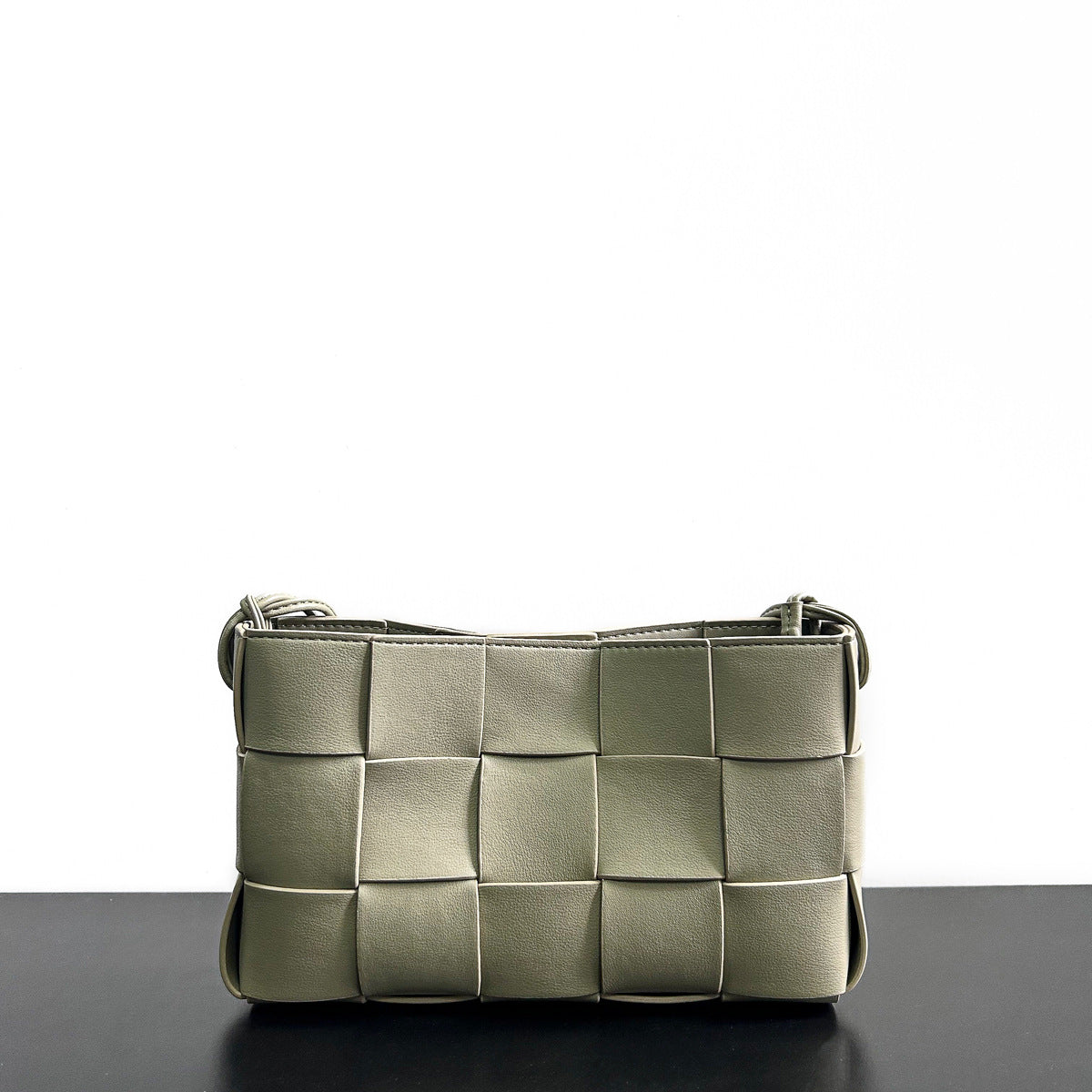 韩系时尚柔软格子腋下包编织方形状设计自制百搭小方包气质单肩包