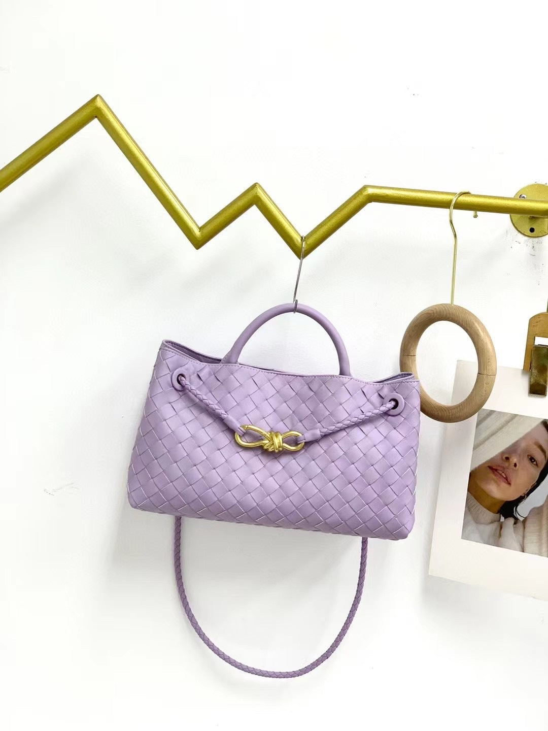 2023真皮编织包手提包女包单肩包牛皮手拎包小众品牌大包金色背包