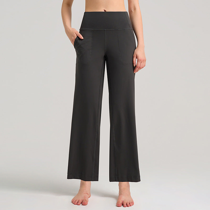 INFLACHI阔腿运动裤女直筒宽松高腰休闲裤裸感透气瑜伽健身裤28"