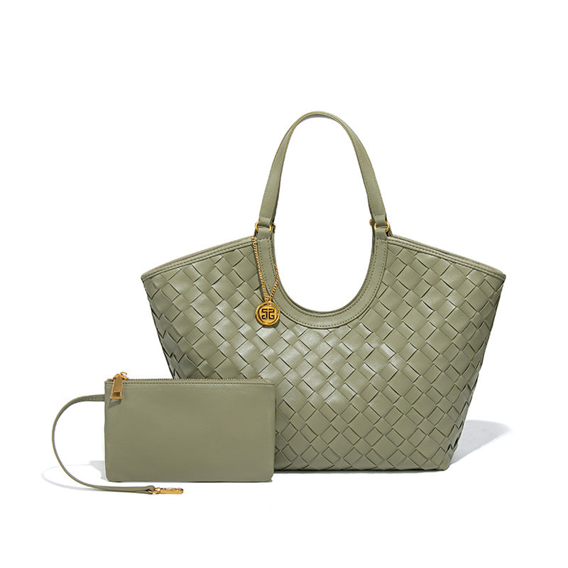 复古潮流单肩腋下包质感女士手工编织包高级感手提菜篮子母托特包