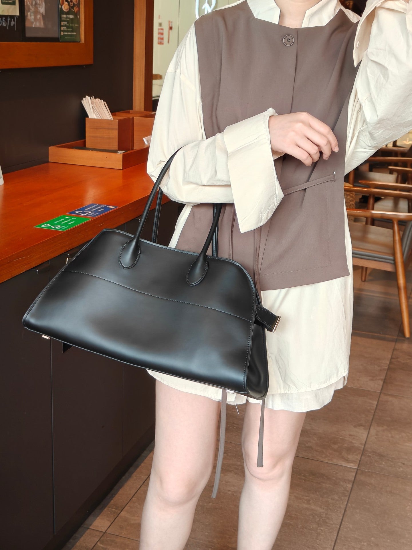 小众设计高级系列极简老钱风手提单肩斜挎女包全皮通勤大包托特包