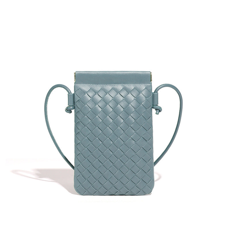 设计感竖款编织手机包定制时尚小包斜挎零钱包mini钥匙卡包单肩包