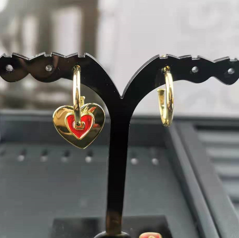 巴黎家爱心C形耳环法式可拆卸时尚气质耳饰品一款二戴心形耳钉