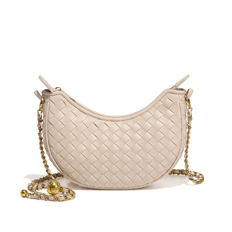 女包2025设计感月牙包新潮编织单肩包马卡龙新月包休闲斜挎月亮包