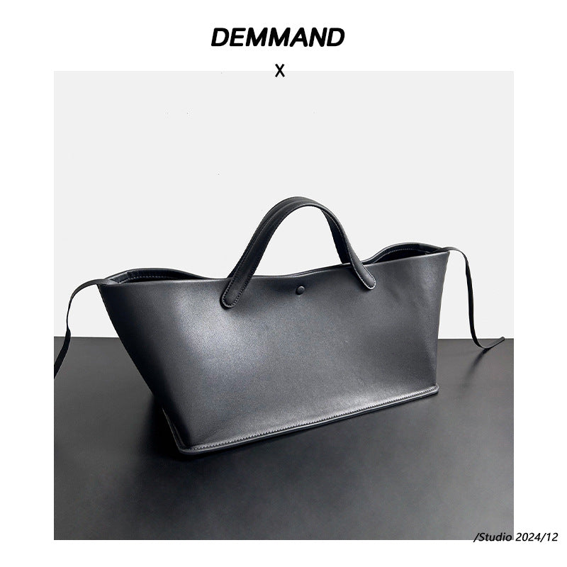 2024新款极简风手提包牛皮通勤大容量托特包轻奢高级感女包包