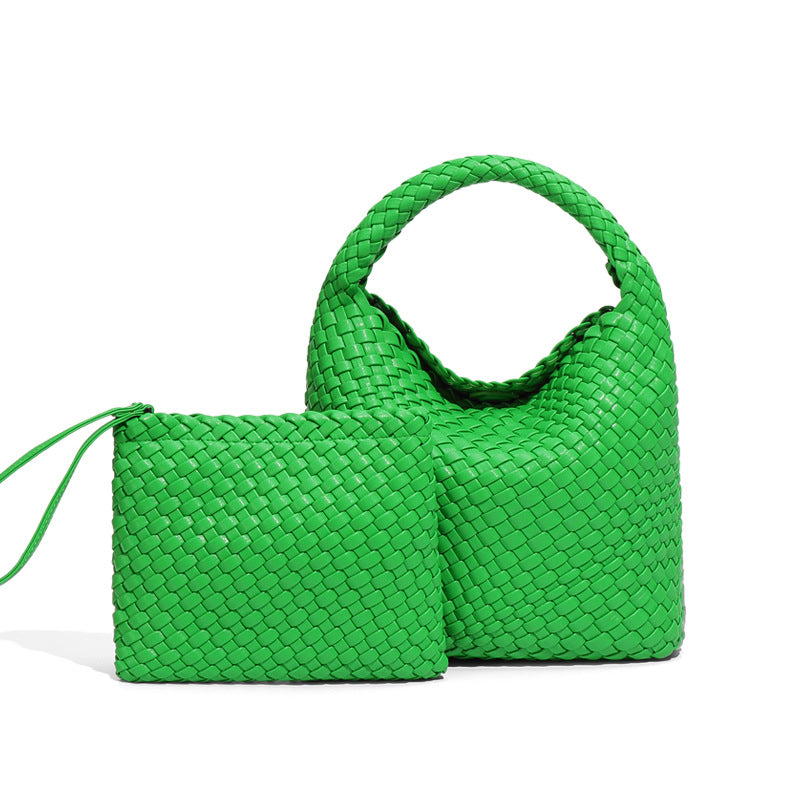 女包工厂2025新品手工编织包包女单肩斜挎腋下手提时尚子母托特包