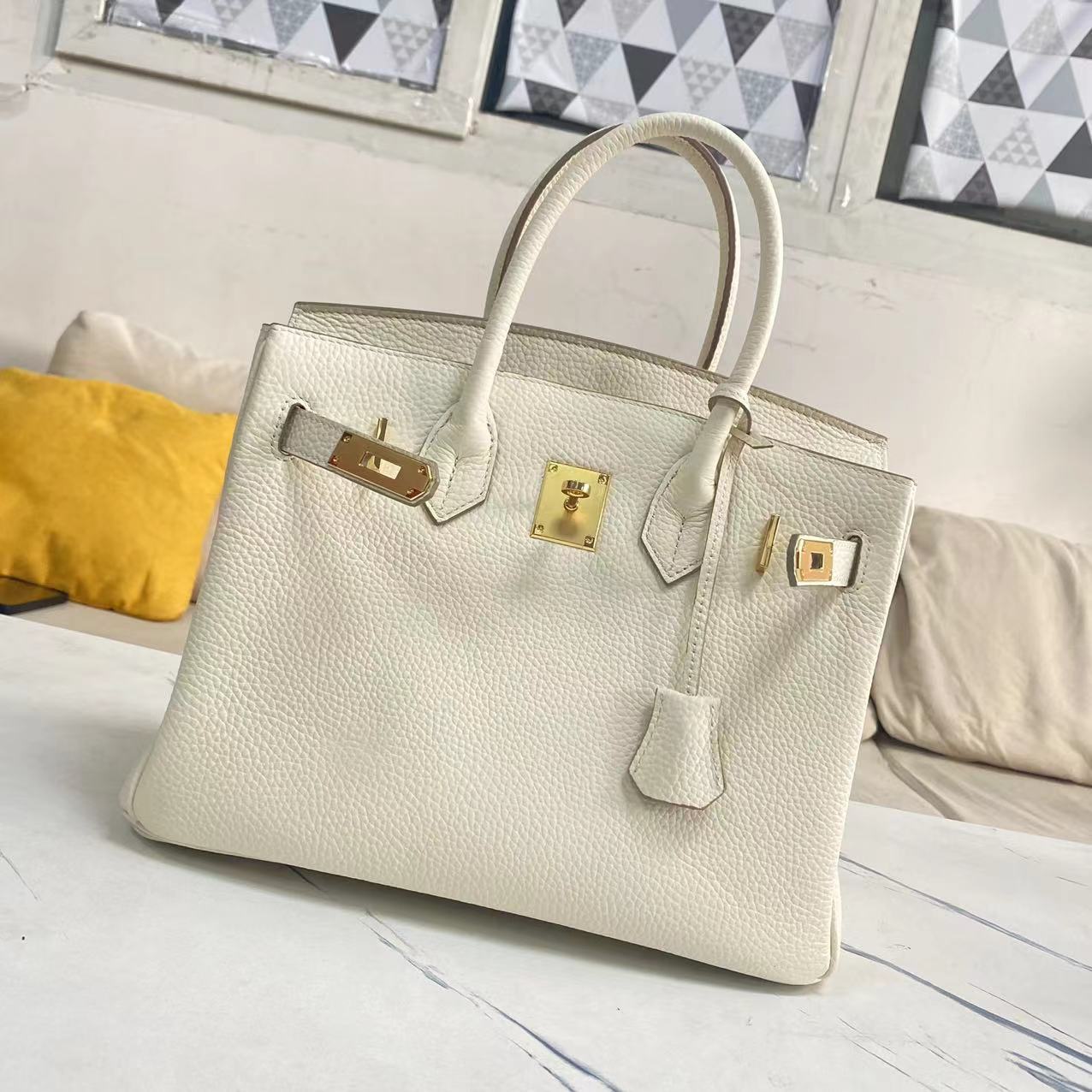 包包女荔枝纹牛皮铂金包头层牛皮凯莉包手提包BK25/30/35togo牛皮