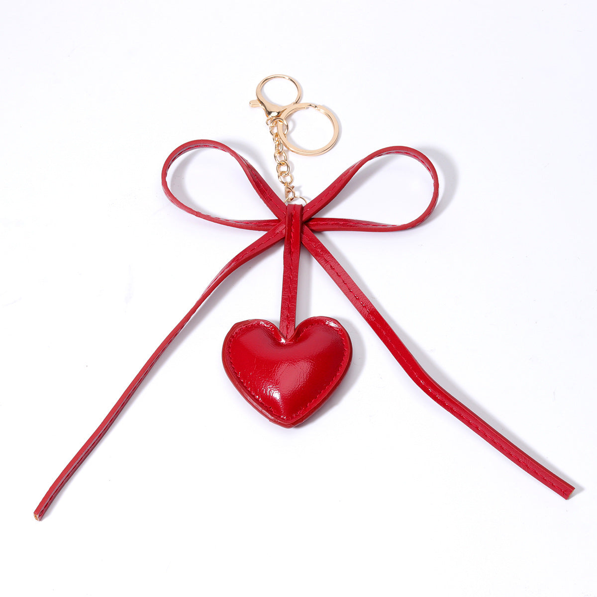 现货PU皮质桃心爱心蝴蝶结钥匙扣包挂diy包包挂件批发miu系包挂