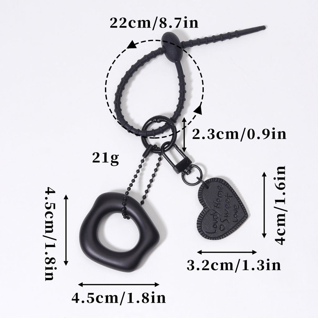 跨境热销磨砂质感亚克力包包挂件杯子挂饰挂件扎带时尚热销桃心