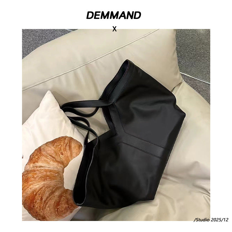 新款潮流牛皮Y字简约托特包大容量单肩腋下手提进口皮料时尚女包