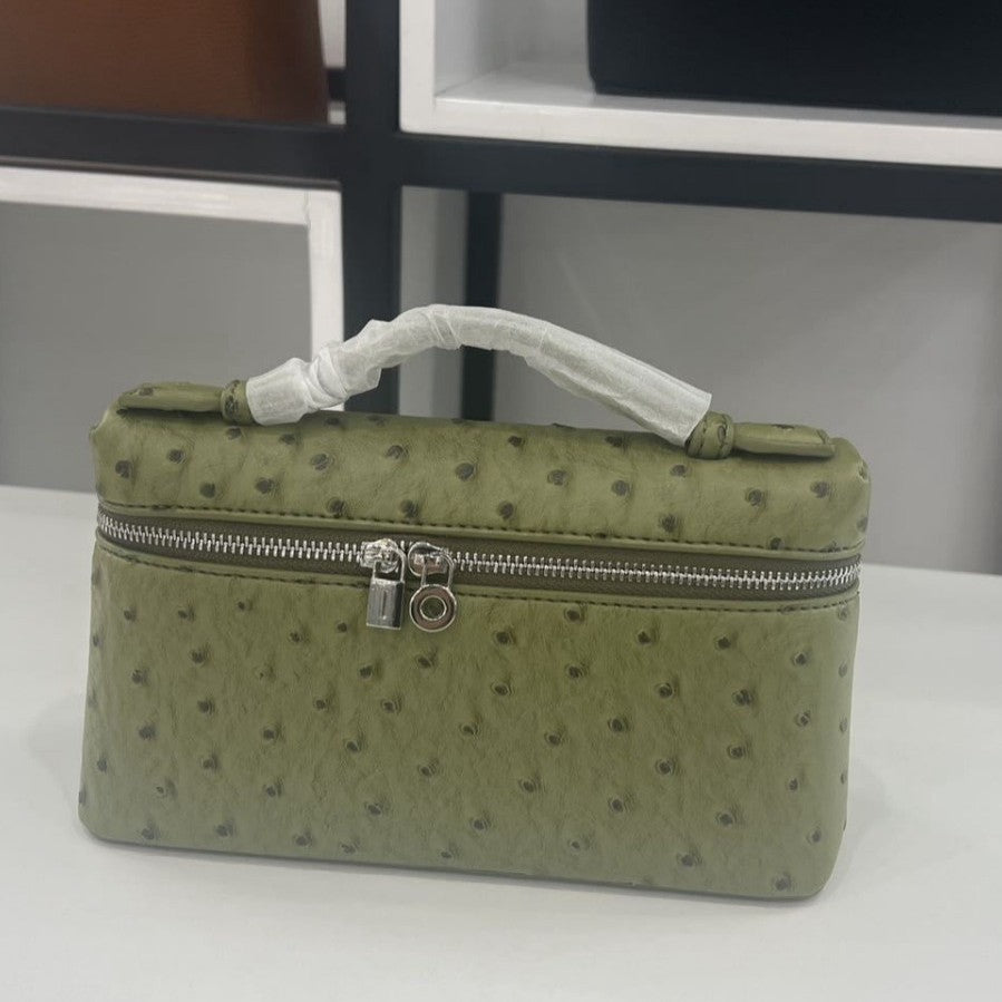 LP19饭盒包真皮鸵鸟纹GIGI同款化妆包手提包斜跨单肩女包时尚简约