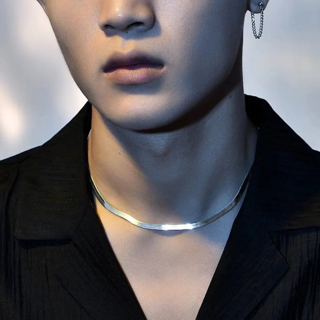 双层钛钢蛇骨链小众不掉色金银项链女欧美高级锁骨链百搭嘻哈配饰