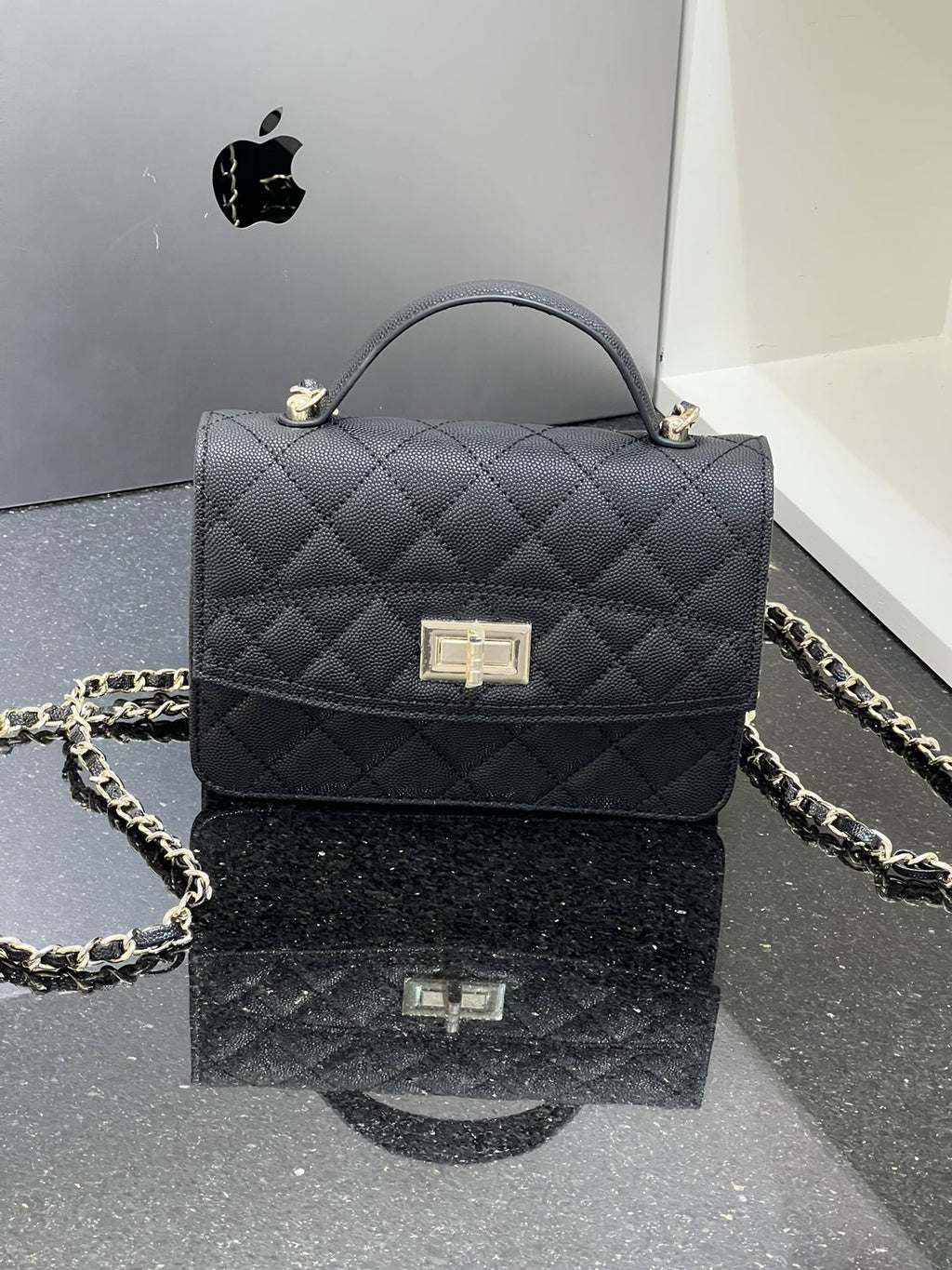 2025C新款真皮小香风鱼子酱菱格双肩背包时尚百搭三用单肩斜挎包