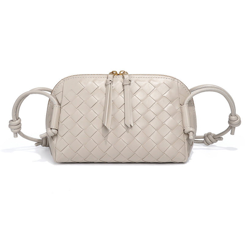 跨境新款手工编织包质感潮流百搭单肩斜挎女包时尚小众设计贝壳包