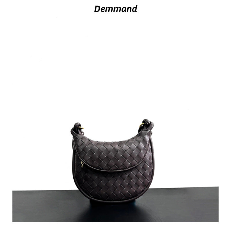 2023新款秋冬原创编织真皮腋下包女简约通勤托特包大休闲手提包女