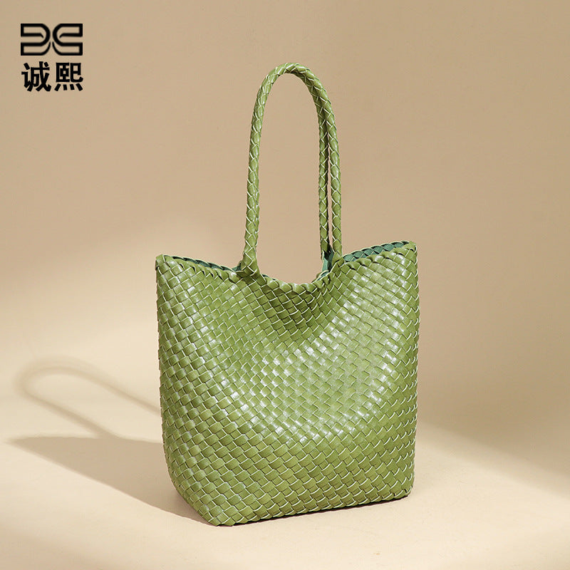 韩版潮流大容量单肩腋下包手工编织女包大容量休闲子母手提托特包