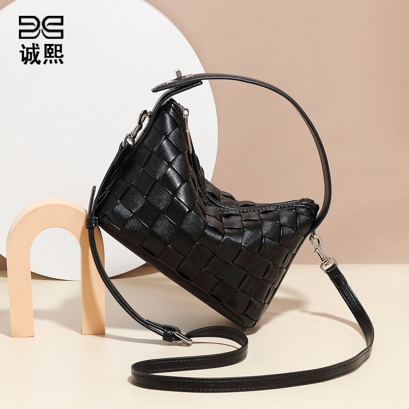 夏季新款软面小巧手提饭盒包时尚百搭编织包包质感流行单肩斜挎包