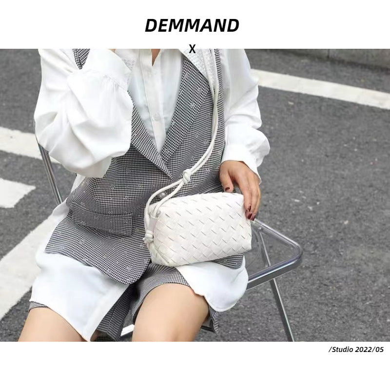 包包女2022新款真皮女包牛皮包包编织小方包饭盒包轻奢小包包潮牌