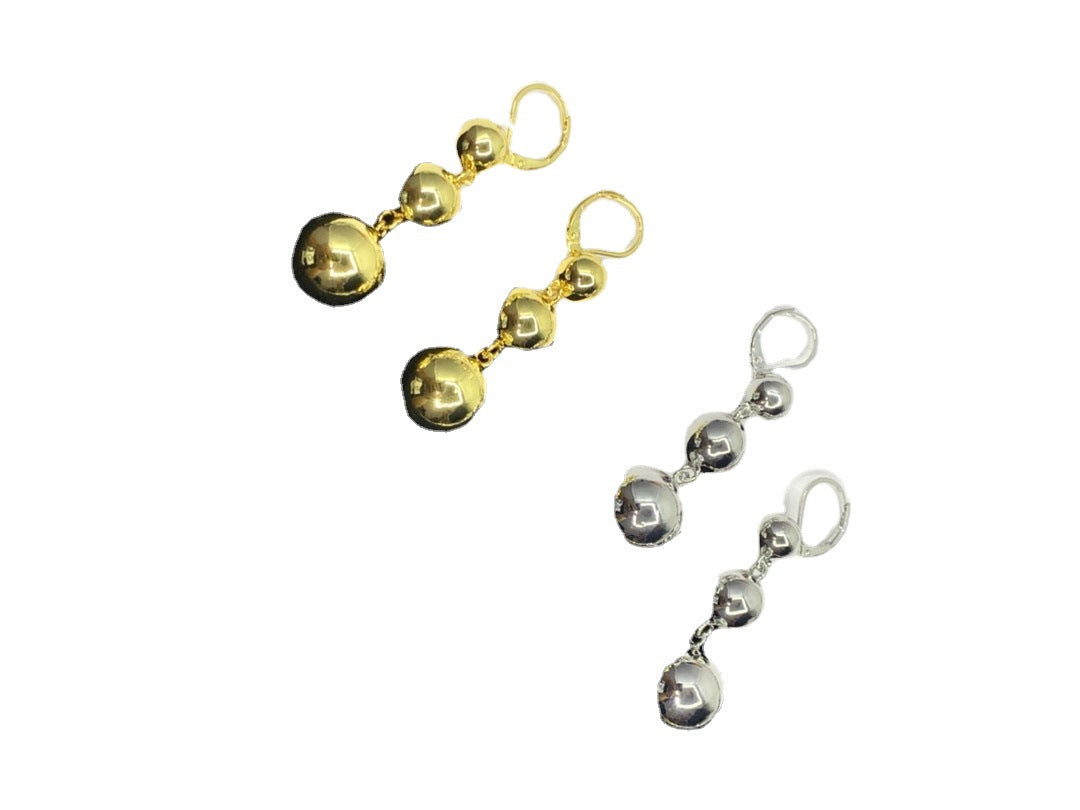 赛林家22新款圆球吊坠耳环女高级感气质欧美重工光面镀金葫芦耳扣