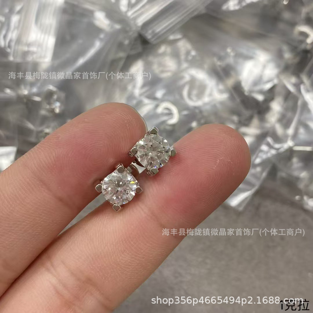 高版本卡家牛角单钻项链女精工CNC四爪镶钻石吊坠轻奢时尚锁骨链