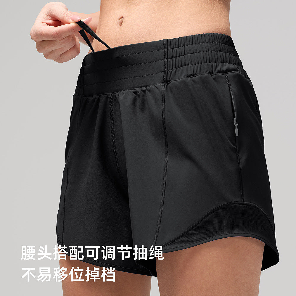 夏季假两件运动短裤女防走光lulu瑜伽裤凉感透气速干健身跑步短裤