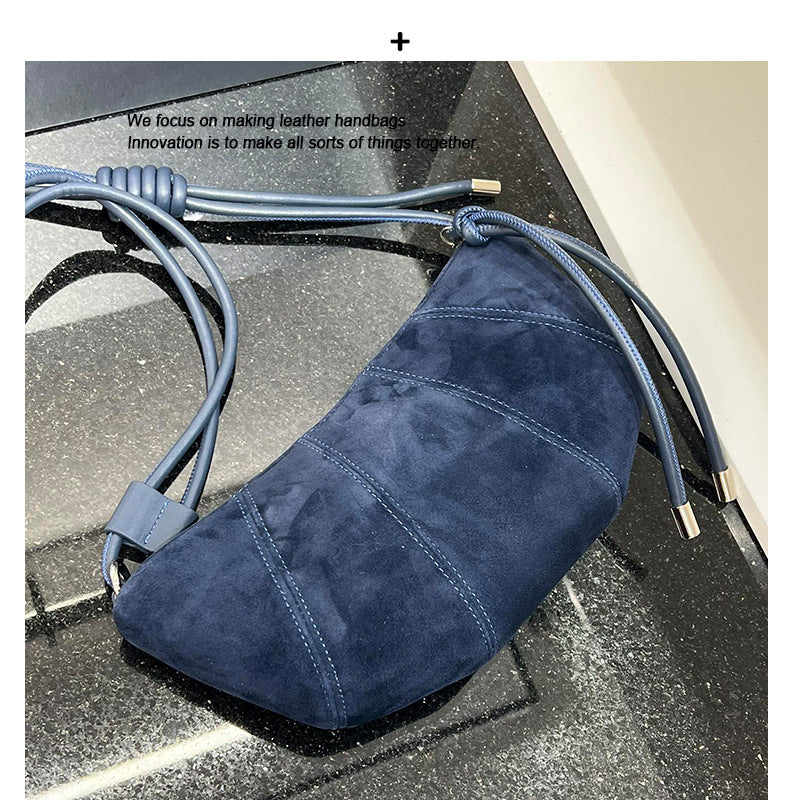 高级感牛角包复古磨砂皮网红爆款饺子包时尚百搭腋下包单肩斜挎女