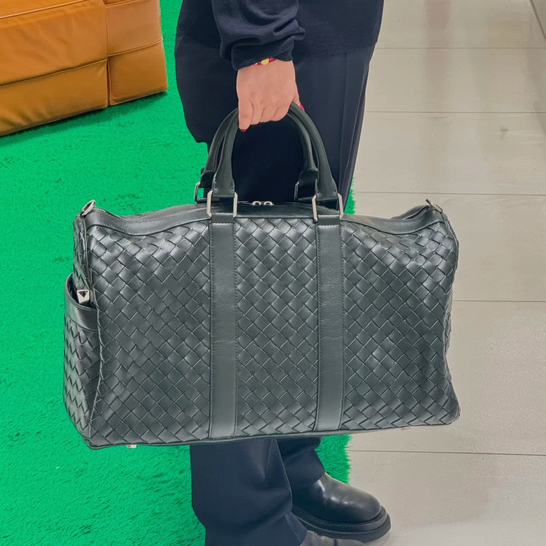 B家明星同款行李包纯手工编织行李袋大容量旅行包时尚手提斜挎包