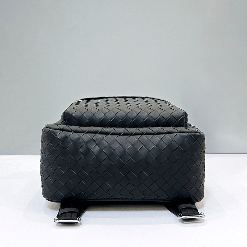 X&BV时尚背包男士双肩包新款大容量真皮编织旅行书包男商务休男包