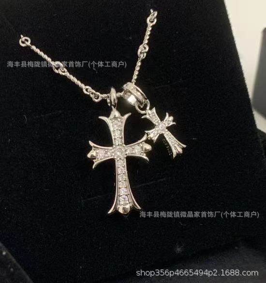 克罗鈊高版本十字架项链V金不掉色网红同款辣妹风精工CNC厂家直销