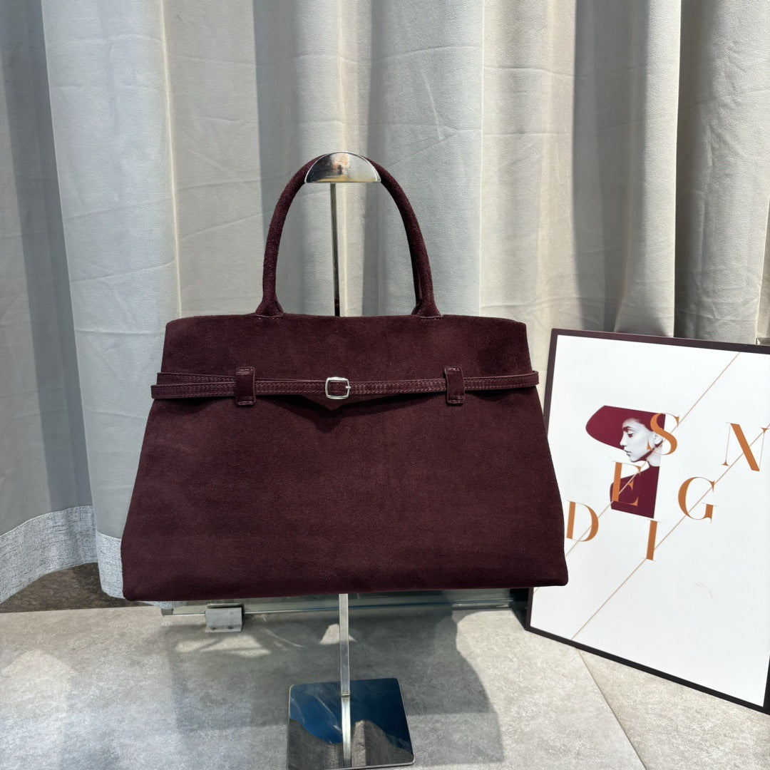 2024秋冬新款时尚百搭复古磨砂皮面托特大容量高级感手提单肩包包