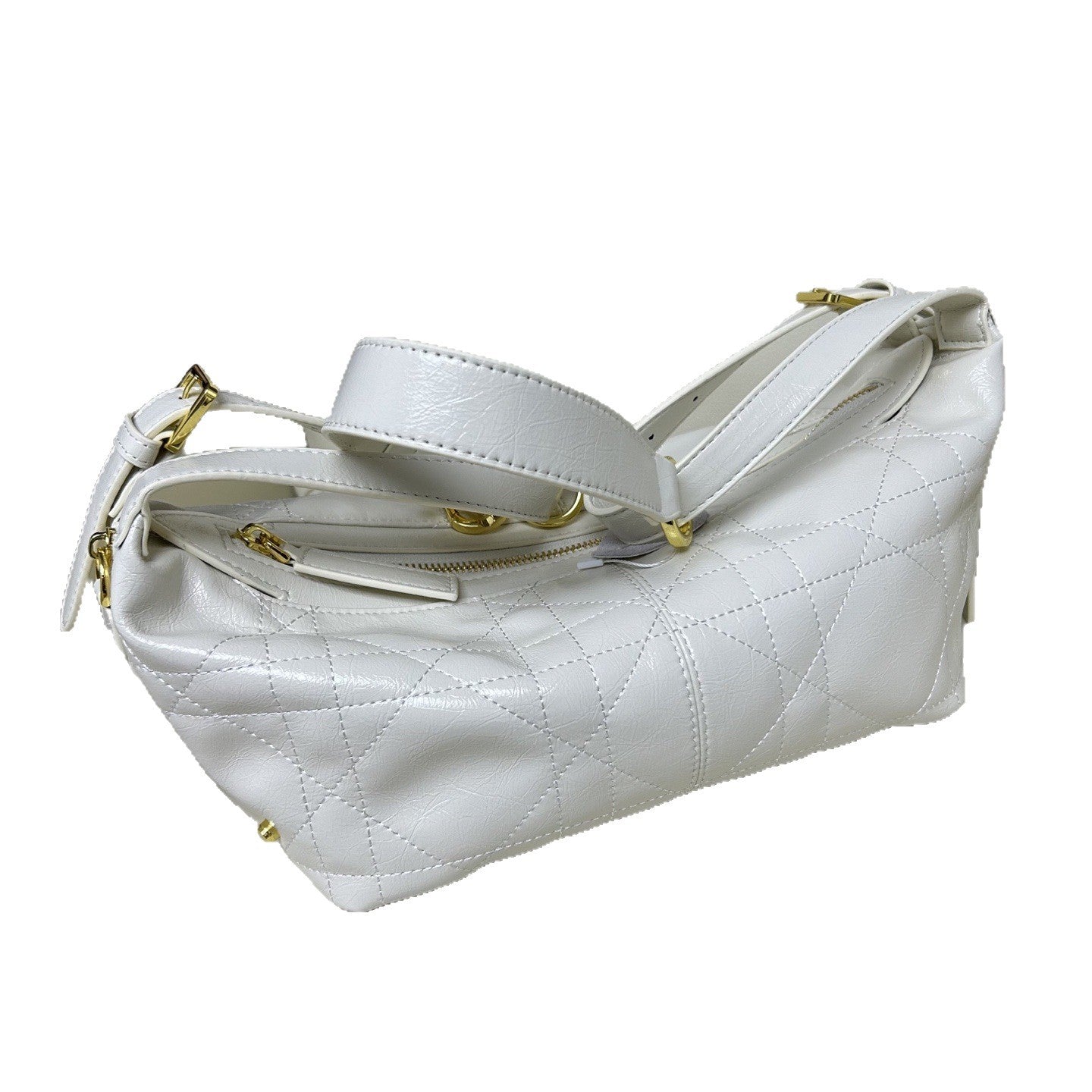 2025新款头层牛皮平纹爆裂纹饺子包油蜡松弛慵懒百搭休闲饭盒包女