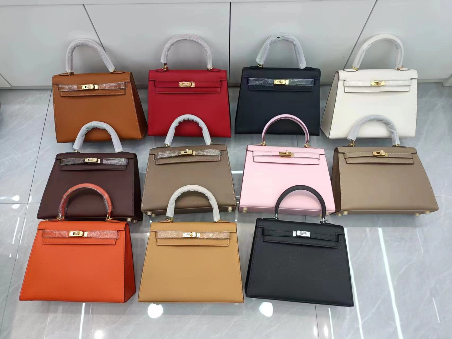 手提包新款2024潮流时尚百搭凯利包质感手掌纹手机包单肩斜挎包女