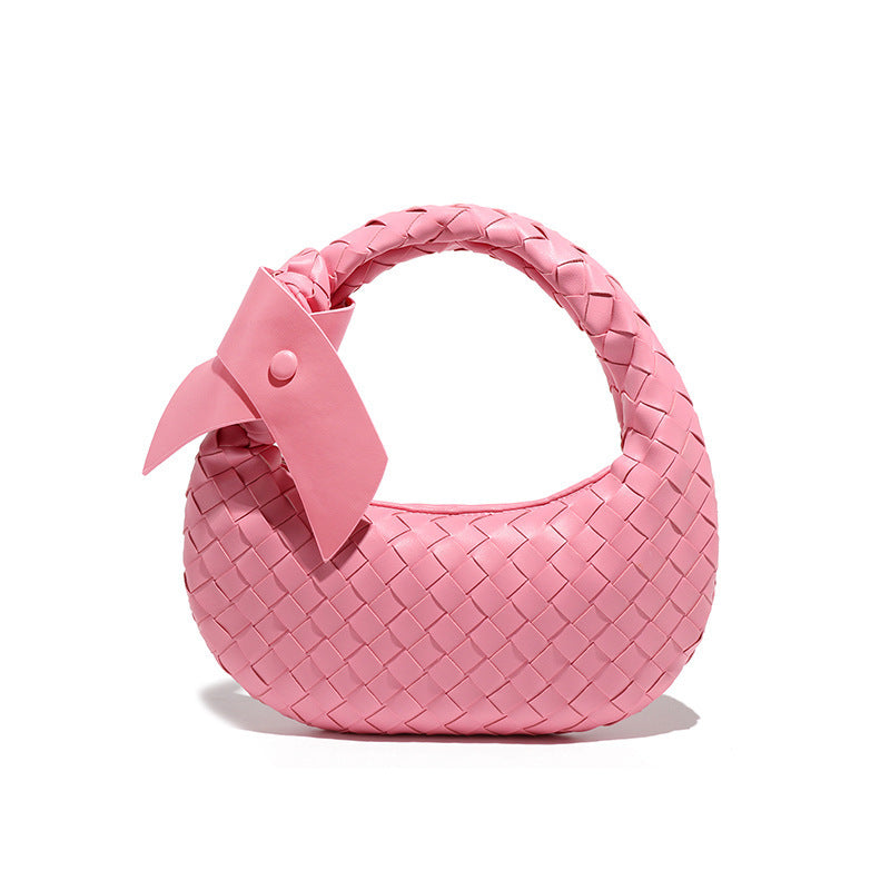 2024夏季女式新款饺子包贴标定制牛角编织包手提单肩包百搭腋下包