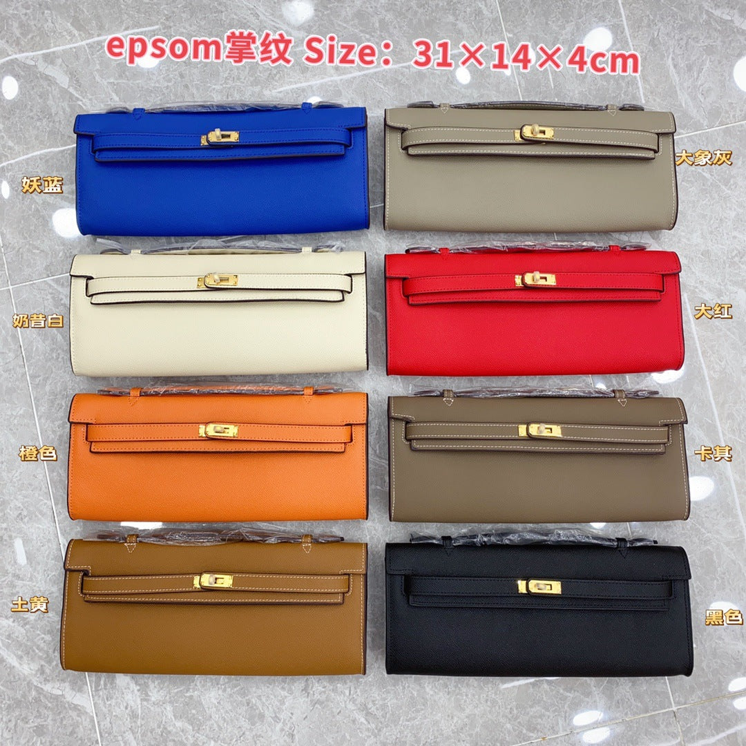 凯莉epsom掌纹手包真皮女包时尚kelly荔枝纹牛皮晚宴包亚马逊代发