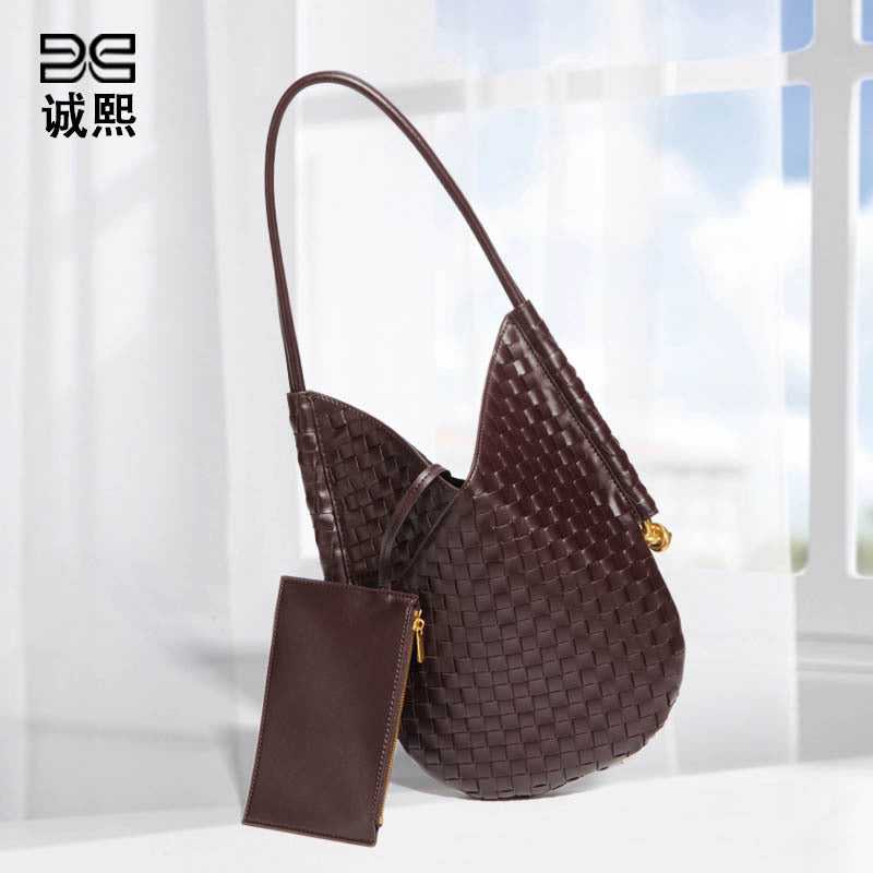 网红定制潮流手挽包小众女包编织单肩腋下包复古两件套零钱托特包