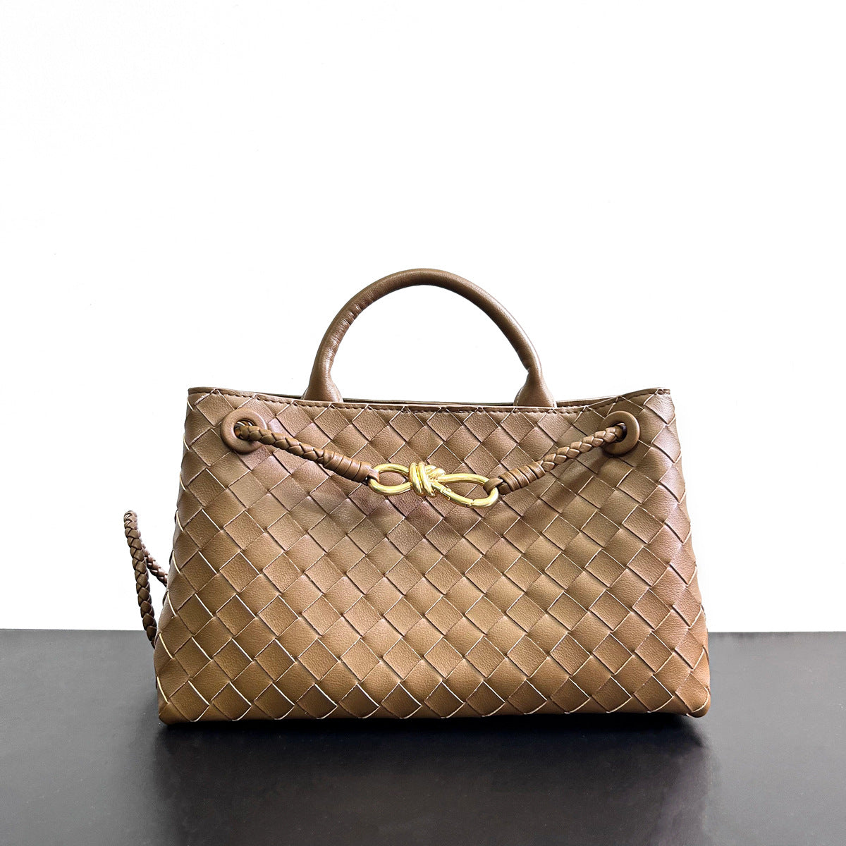 2023真皮编织包手提包女包单肩包牛皮手拎包小众品牌大包金色背包