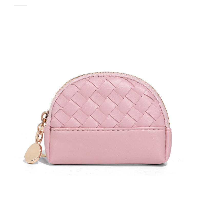 2025新款女包手工编织女钱包简约零钱包钱夹PU皮革小拉链化妆包包