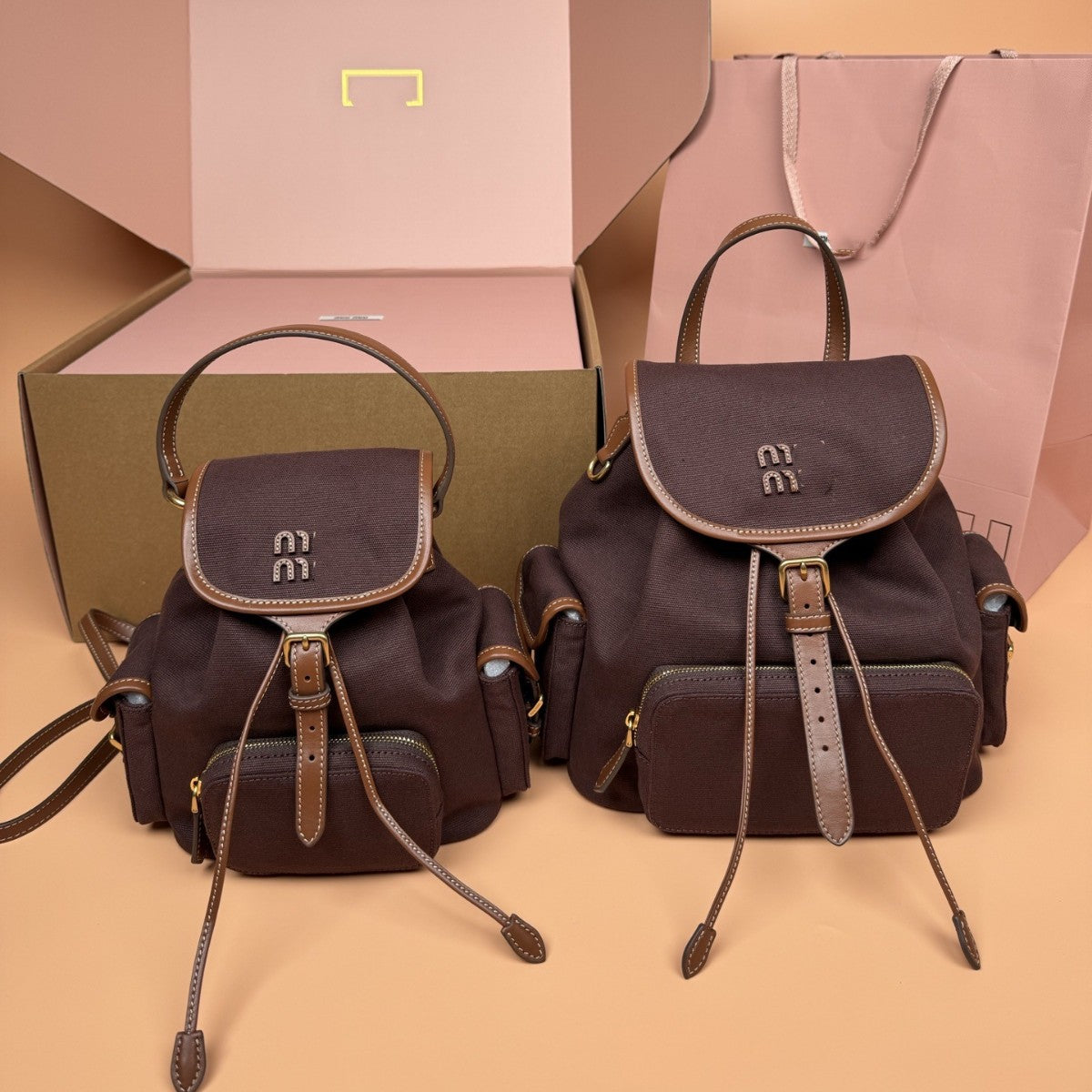 m缪家新款双肩包学院风复古背包日韩包包ins网红同款男女休闲帆布