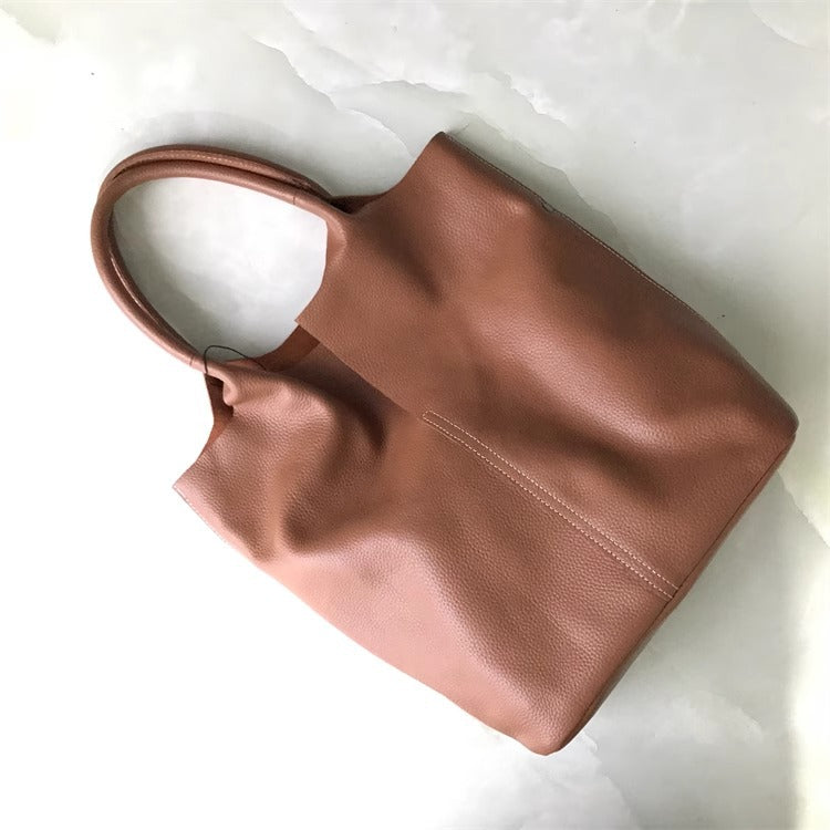 外贸工厂尾货真皮购物袋包慵懒潮托特包大容量通勤单肩腋下女包