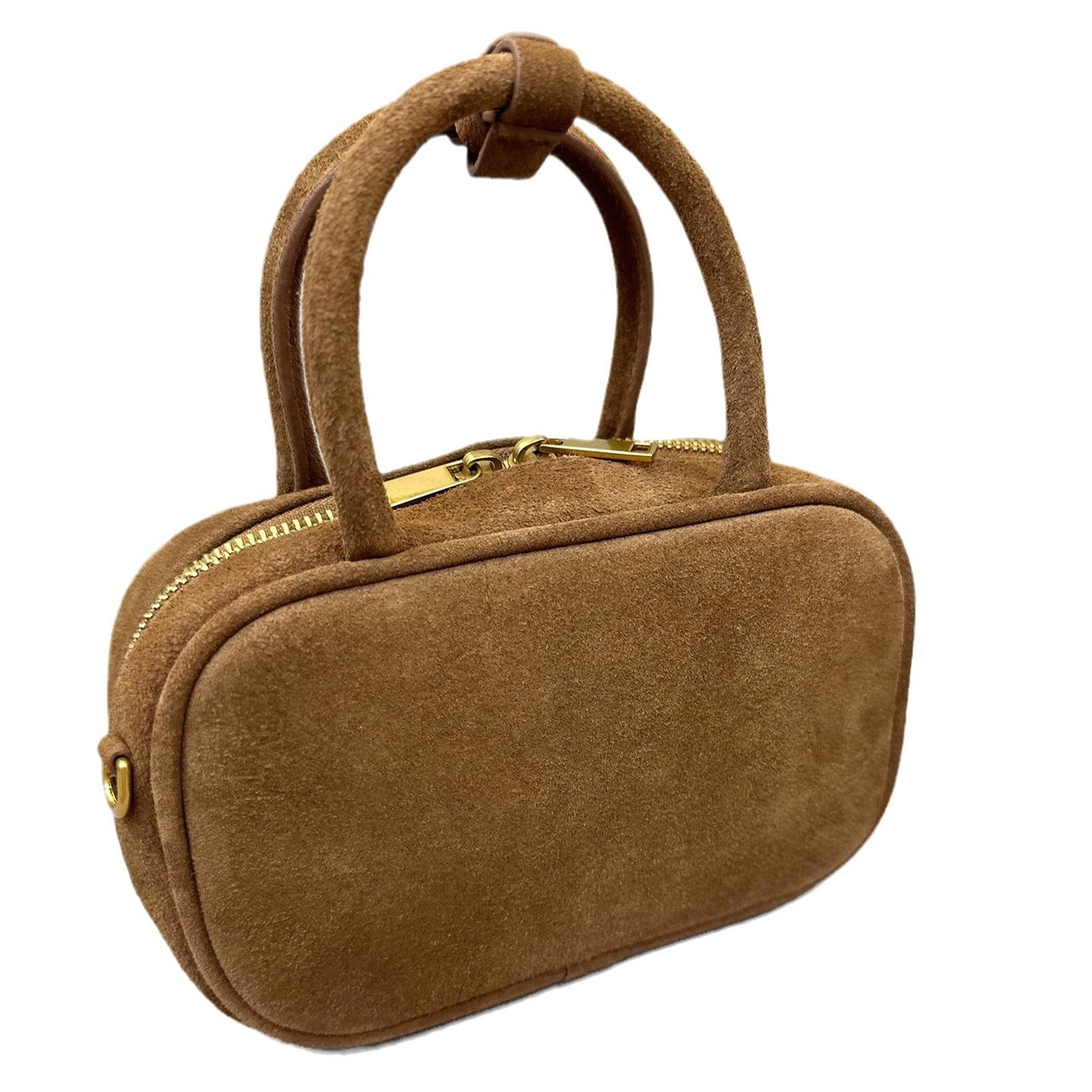 秋冬麂皮磨砂牛皮mini保龄球手提包真皮小方包手机包单肩斜挎包女