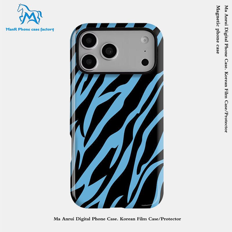 个性创意斑马纹菲林二合一适用苹果17pro手机壳iPhone16防摔套DIY